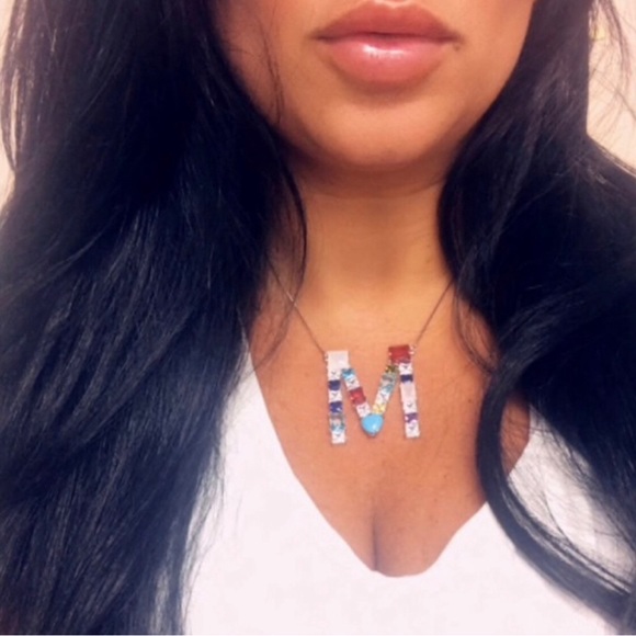 LARGE Multi Colored Initial Letter Necklace-Boutique - Picture 2 of 12